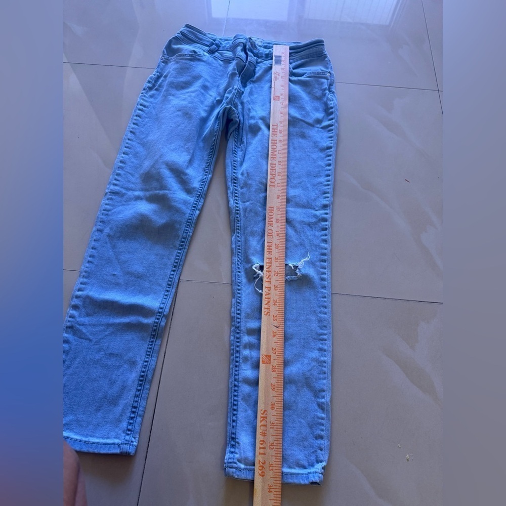 Free people jenas light Blue Distressed Jeans size 29 W pocket zipper - Picture 7 of 13